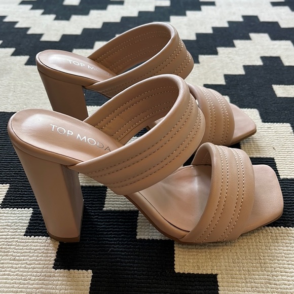 Top Moda Nude Heeled Sandals - Picture 1 of 6